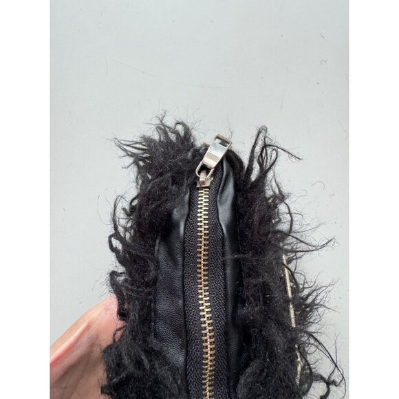 ZARA Black Faux Mongolian Fur Convertible Evening Purse Bag - Picture 8 of 16
